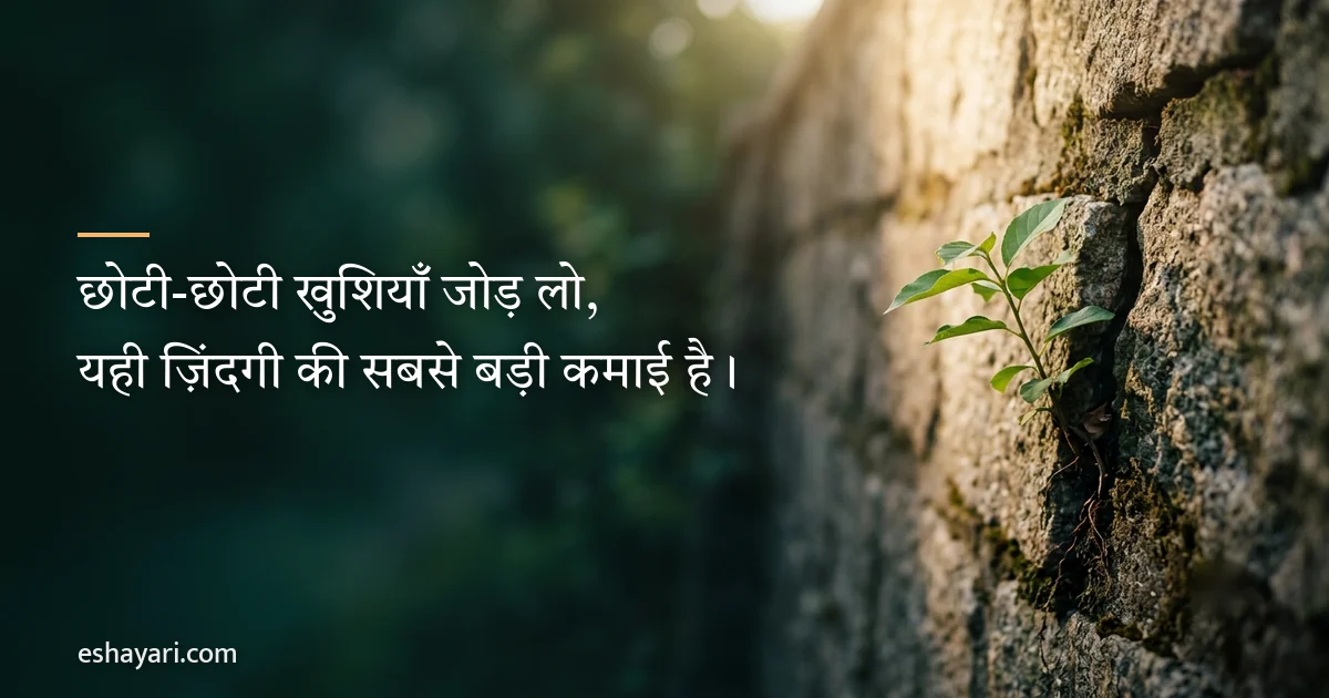 लाइफ शायरी – छोटी-छोटी खुशियाँ जोड़ लो, यही ज़िंदगी की सबसे बड़ी कमाई है
