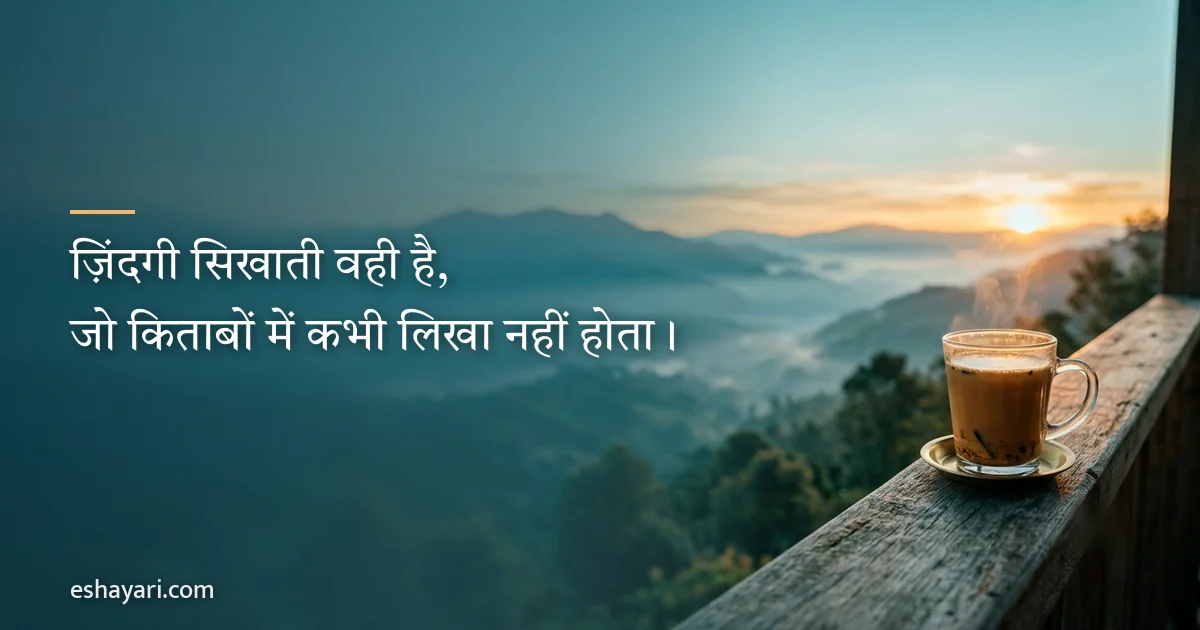 लाइफ शायरी – ज़िंदगी सिखाती वही है, जो किताबों में कभी लिखा नहीं होता