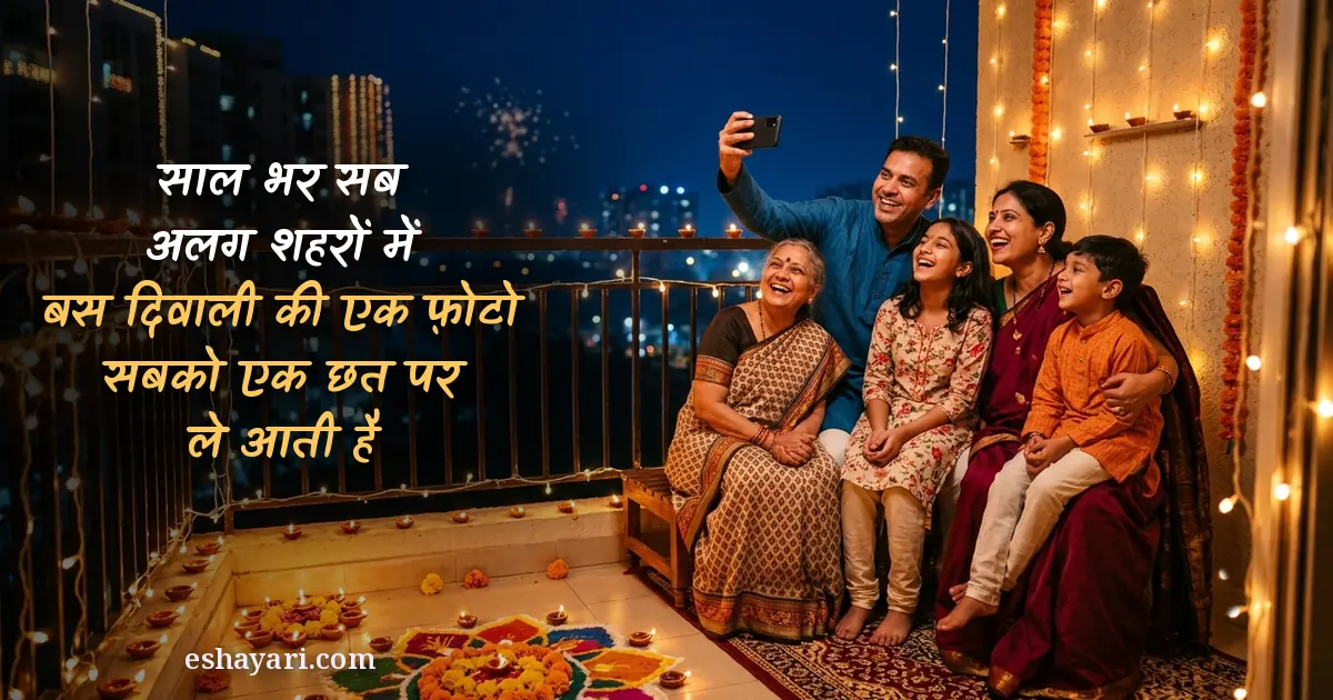Diwali family photo caption shayari for Instagram - diyon wali balcony par family selfie, दिवाली की एक फ़ोटो