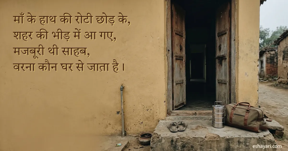 माँ के हाथ की रोटी छोड़ के शहर की भीड़ में आ गए, मजबूरी थी साहब – घर के दरवाज़े पर बैग और टिफ़िन