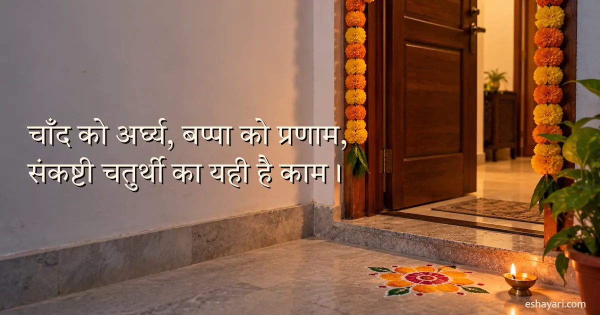 Sankashti Chaturthi Shayari - ghar ke dwar par toran aur diya
