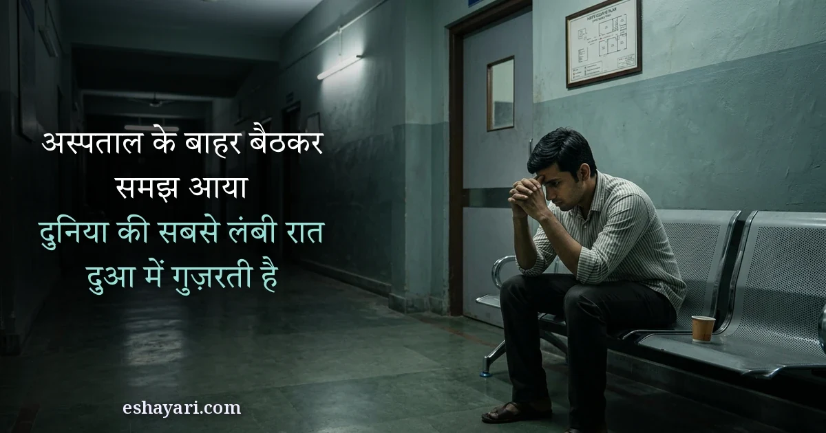 Sehat aur salamati ki dua shayari - raat ko hospital corridor ki bench par haath jodkar baitha ladka, अस्पताल के बाहर बैठकर समझ आया, दुनिया की सबसे लंबी रात दुआ में गुज़रती है