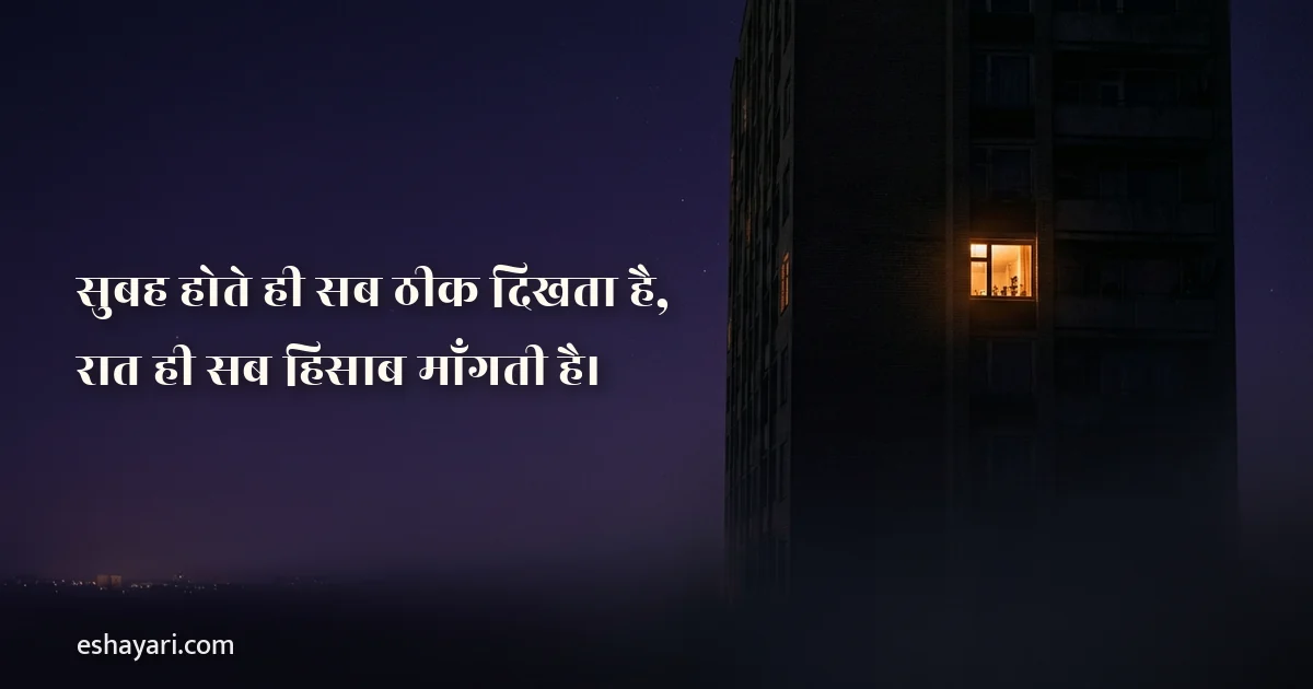 तन्हाई शायरी – सुबह होते ही सब ठीक दिखता है, रात ही सब हिसाब माँगती है