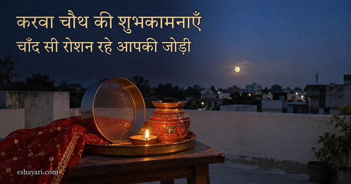 Karwa Chauth Shayari – छत पर छलनी, दीया और निकलता चाँद (करवा चौथ शायरी)